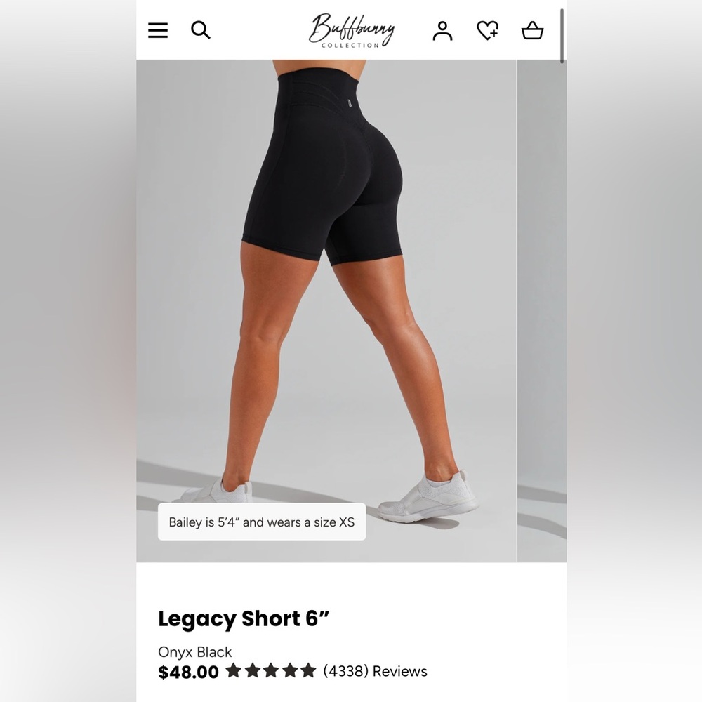 2 pairs BuffBunny Legacy black 6” shorts